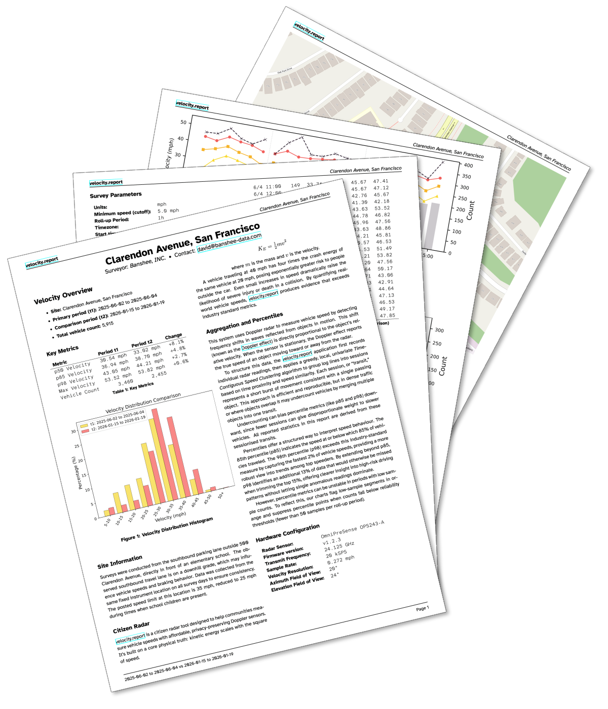 velocity.report PDF report stack